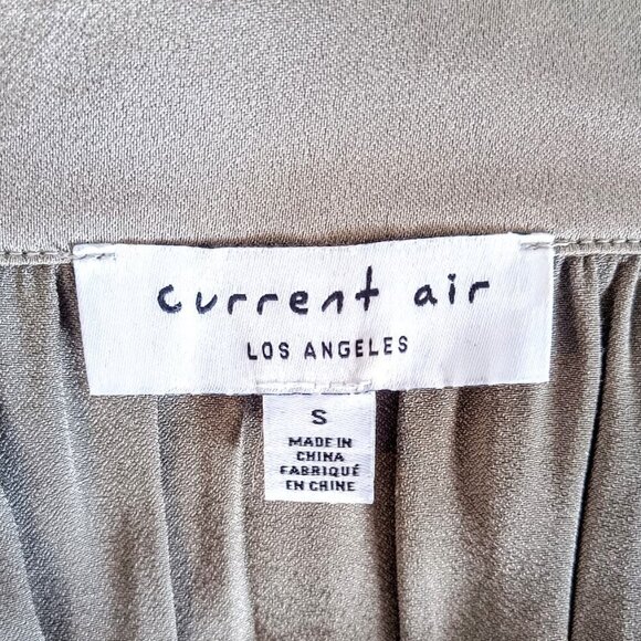 Current Air Taupe Full Zip Shirred Satin Bomber Jacket - Picture 4 of 7
